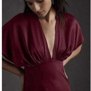 BHLDN Leila Deep V Satin Dress